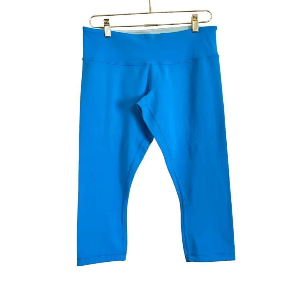 Lululemon Wunder Under Blue Cropped Leggings Women's10 Activewear Stretch Yoga‎